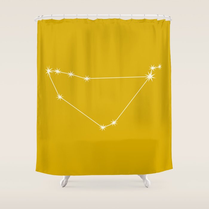 Capricorn Zodiac Star Constellation Line Art Golden Yellow Shower Curtain Gallery Image 1