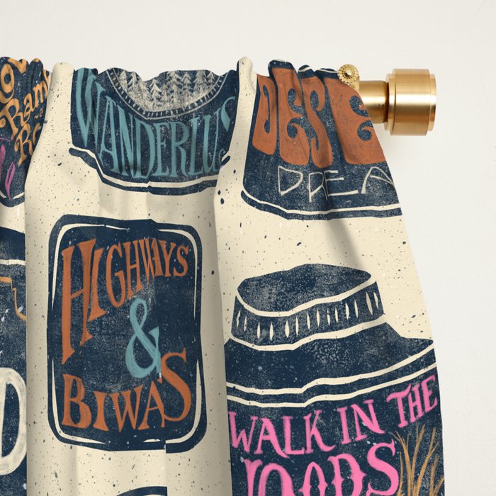 Vagabondâs Cupboard - midnight, cream, and more Window Curtain Gallery Image 2