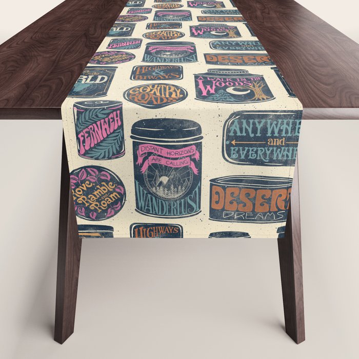 Vagabondâs Cupboard - midnight, cream, and more Table Runner Gallery Image 1