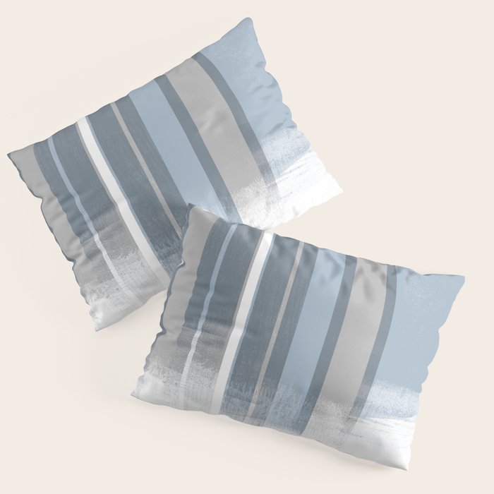 Blue and Grey Retro Style Geometric Abstract - Codex Pillow Sham Gallery Image 1