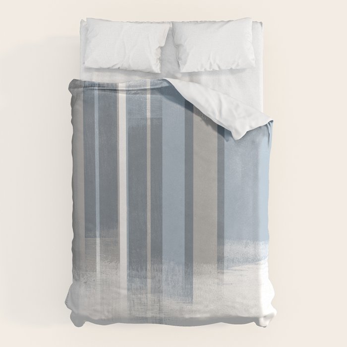 Blue and Grey Retro Style Geometric Abstract - Codex Duvet Cover Gallery Image 1