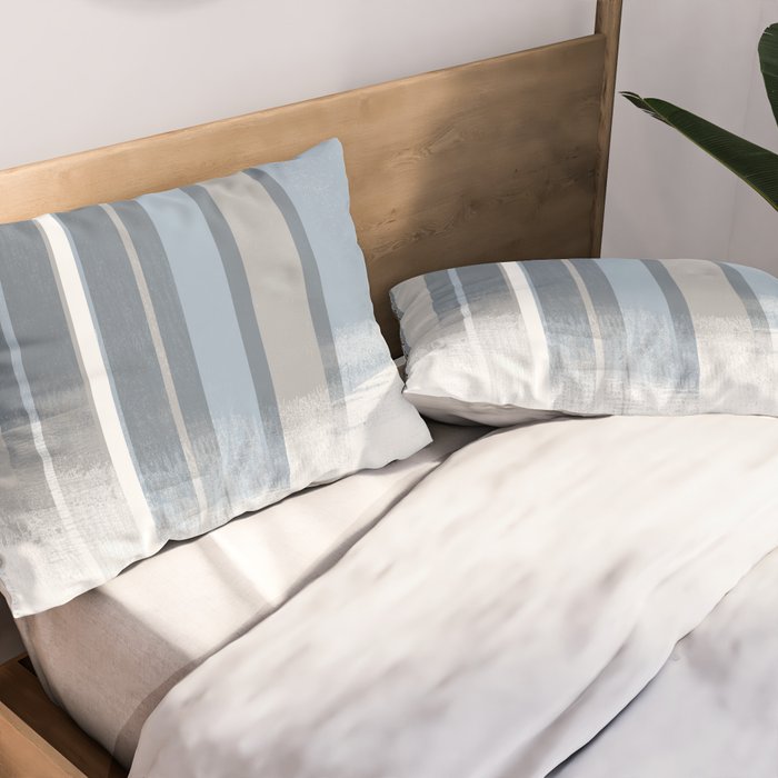 Blue and Grey Retro Style Geometric Abstract - Codex Pillow Sham Gallery Image 2