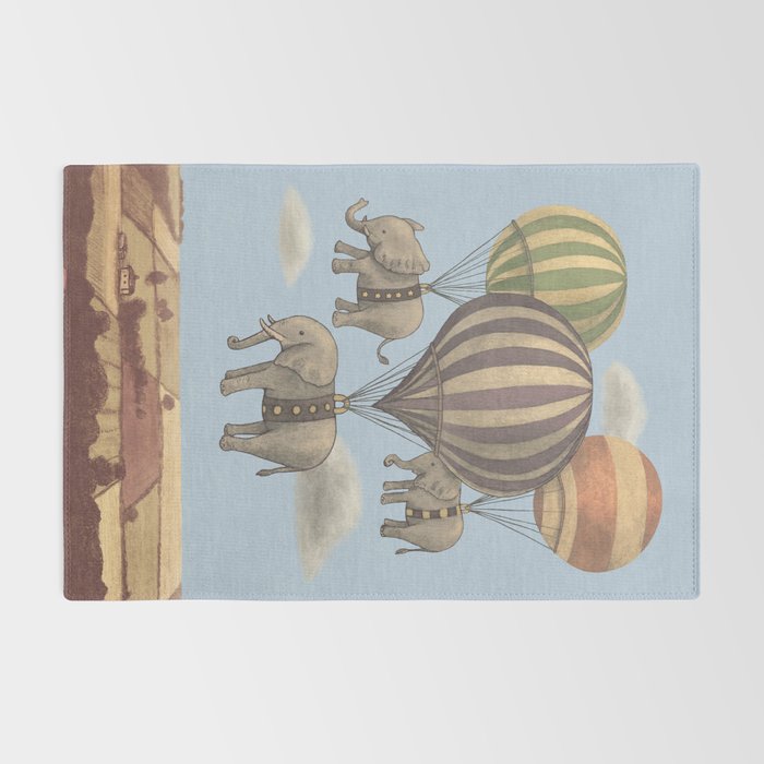 Flight of the Elephants - blue option Rug Gallery Image 2