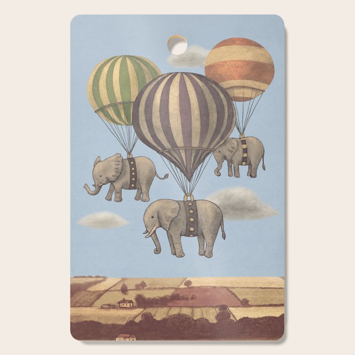 Flight of the Elephants - blue option Cutting Board Gallery Image 1