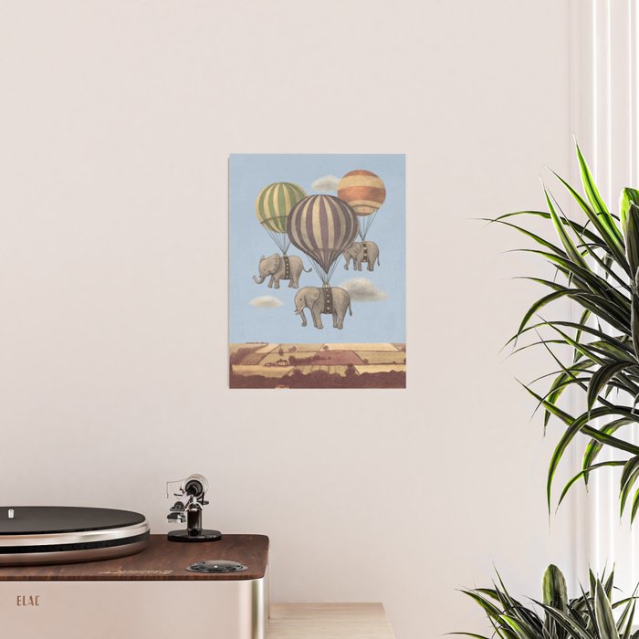 Flight of the Elephants - blue option Poster Gallery Image 2