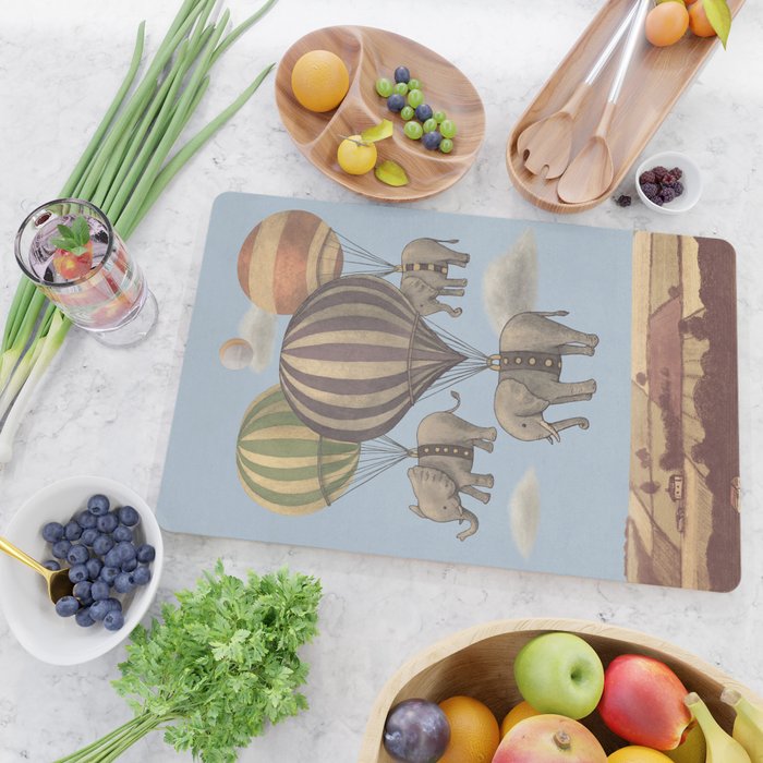 Flight of the Elephants - blue option Cutting Board Gallery Image 2