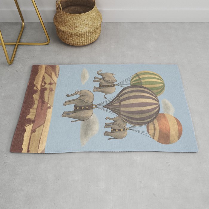 Flight of the Elephants - blue option Rug Gallery Image 1