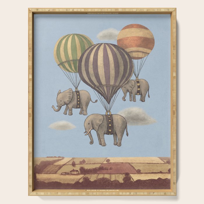 Flight of the Elephants - blue option Serving Tray Gallery Image 1