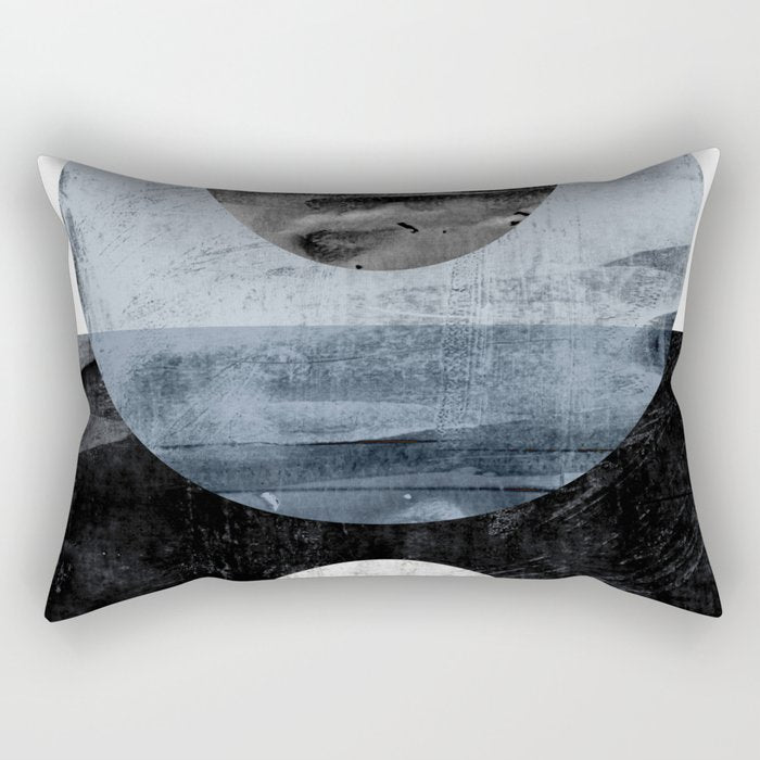 Circles Black and White Geometric Mid-Century Modern Abstract Rectangular Pillow Gallery Image 2