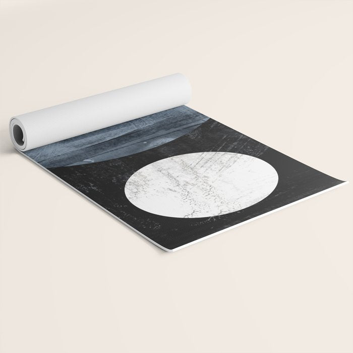 Circles Black and White Geometric Mid-Century Modern Abstract Yoga Mat Gallery Image 2