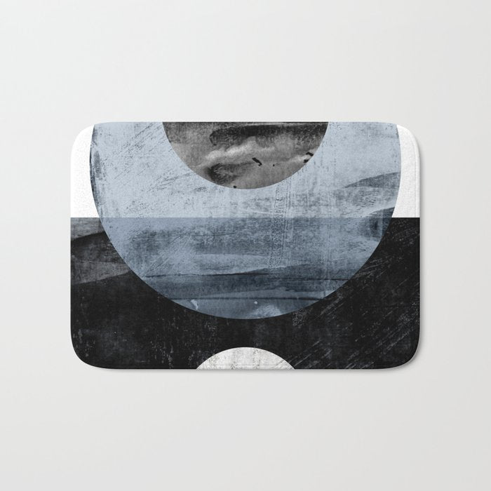 Circles Black and White Geometric Mid-Century Modern Abstract Bath Mat Gallery Image 1