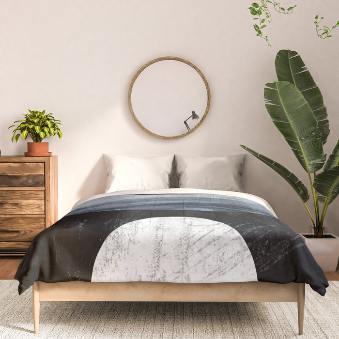 Circles Black and White Geometric Mid-Century Modern Abstract Comforter Gallery Image 3