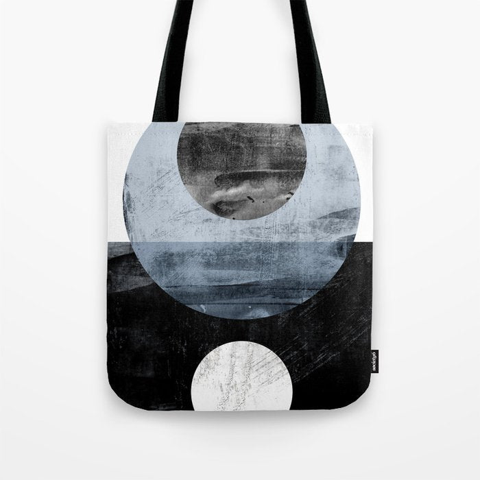 Circles Black and White Geometric Mid-Century Modern Abstract Tote Bag Gallery Image 1