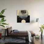 Circles Black and White Geometric Mid-Century Modern Abstract Wood Wall Art Gallery Image 2