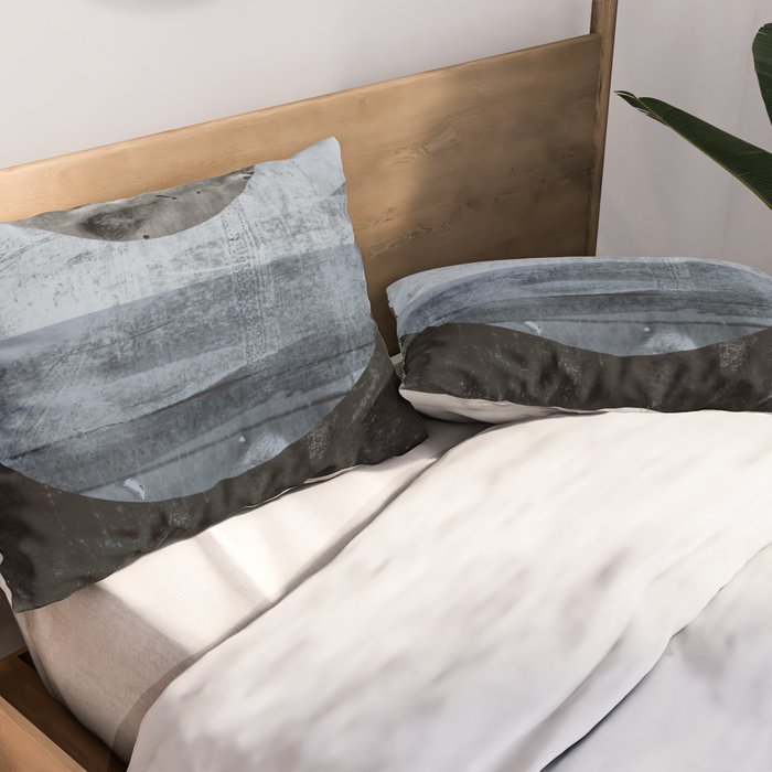Circles Black and White Geometric Mid-Century Modern Abstract Pillow Sham Gallery Image 2