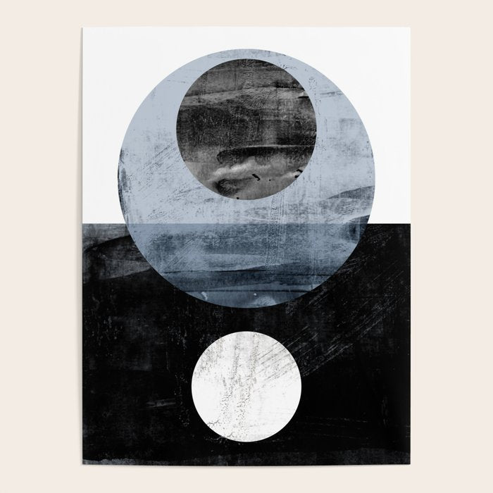 Circles Black and White Geometric Mid-Century Modern Abstract Poster Gallery Image 1