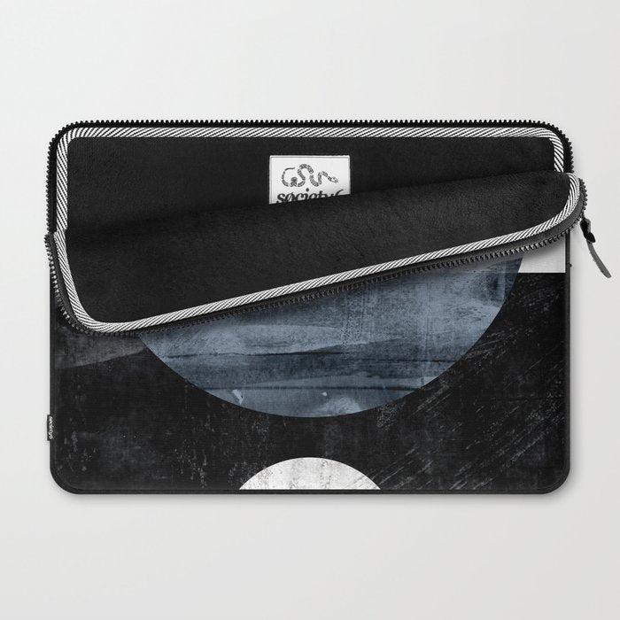 Circles Black and White Geometric Mid-Century Modern Abstract Laptop Sleeve Gallery Image 2