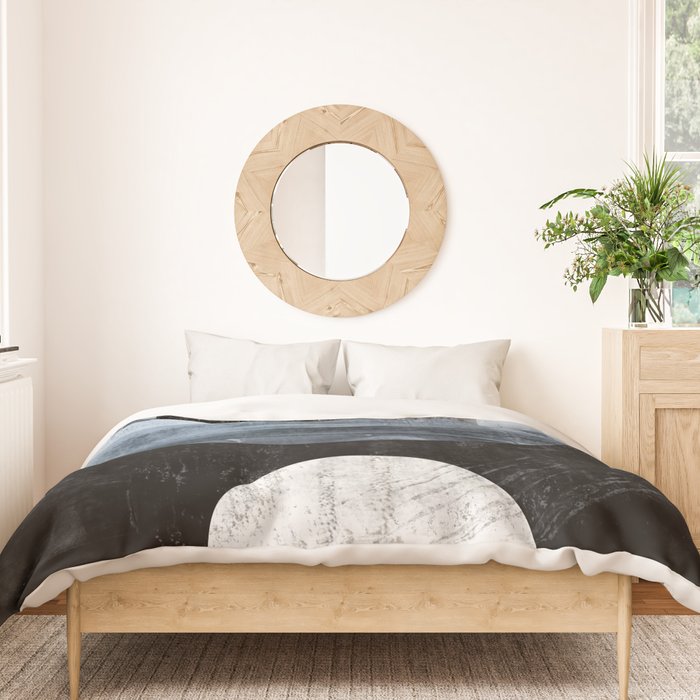 Circles Black and White Geometric Mid-Century Modern Abstract Duvet Cover Gallery Image 3