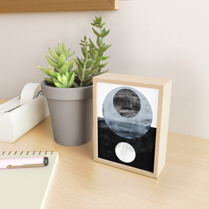 Circles Black and White Geometric Mid-Century Modern Abstract Mini Art Print Gallery Image 2