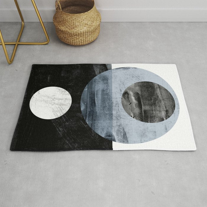 Circles Black and White Geometric Mid-Century Modern Abstract Rug Gallery Image 1
