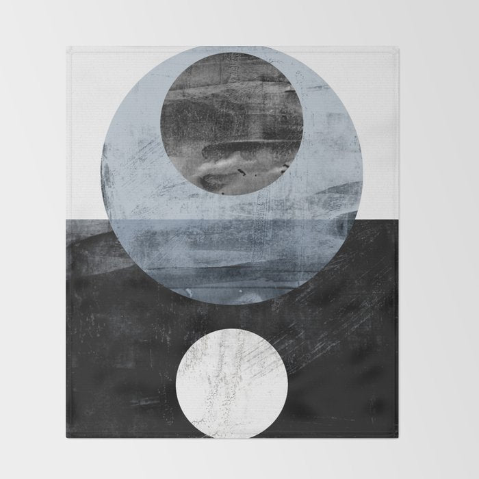 Circles Black and White Geometric Mid-Century Modern Abstract Throw Blanket Gallery Image 2