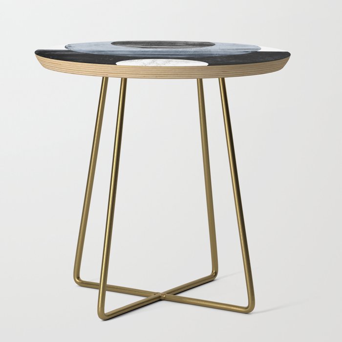Circles Black and White Geometric Mid-Century Modern Abstract Side Table Gallery Image 1