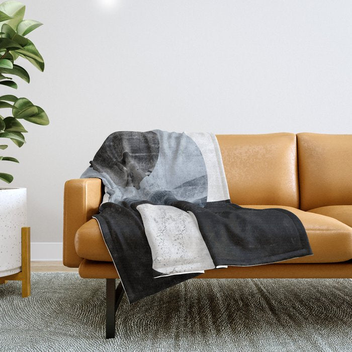 Circles Black and White Geometric Mid-Century Modern Abstract Throw Blanket Gallery Image 1