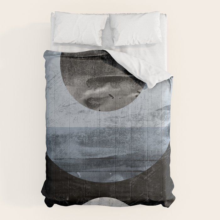 Circles Black and White Geometric Mid-Century Modern Abstract Comforter Gallery Image 6