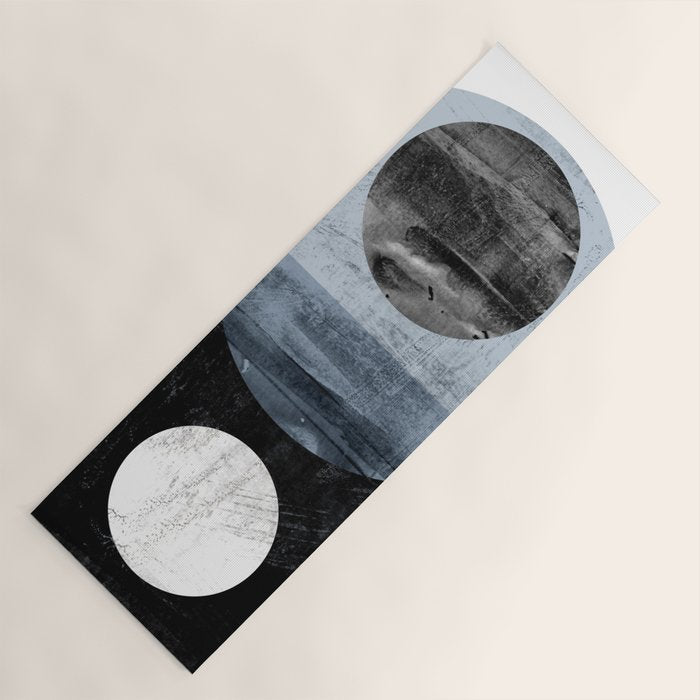 Circles Black and White Geometric Mid-Century Modern Abstract Yoga Mat Gallery Image 1