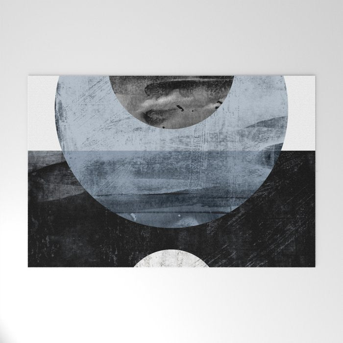 Circles Black and White Geometric Mid-Century Modern Abstract Welcome Mat Gallery Image 1
