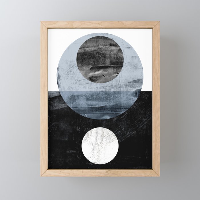 Circles Black and White Geometric Mid-Century Modern Abstract Mini Art Print Gallery Image 1