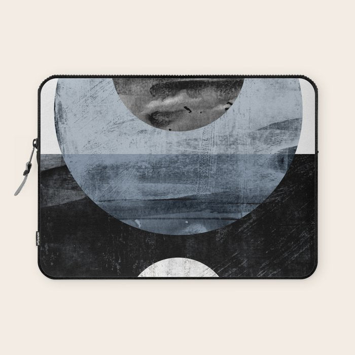 Circles Black and White Geometric Mid-Century Modern Abstract Laptop Sleeve Gallery Image 1