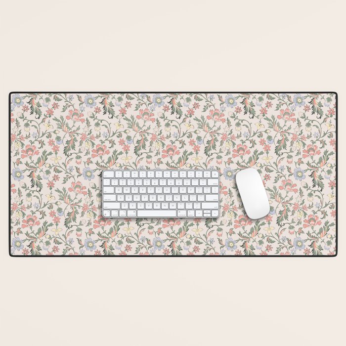 Vintage Bohemian Floral in Pink Desk Mat Gallery Image 1