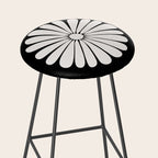Retro Daisy Abstract II Black and White Bold Floral Stool Gallery Image 2