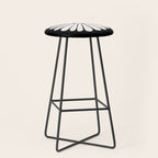 Retro Daisy Abstract II Black and White Bold Floral Stool Gallery Image 1
