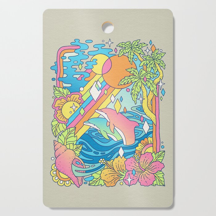 Paradise Visions | Tropical Neon Ocean Escape Cutting Board Gallery Image 1
