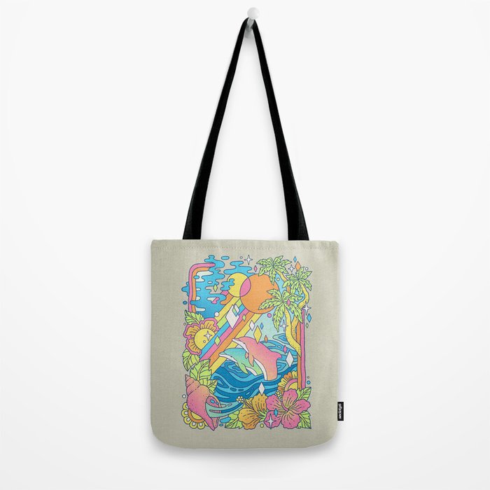 Paradise Visions | Tropical Neon Ocean Escape Tote Bag Gallery Image 2