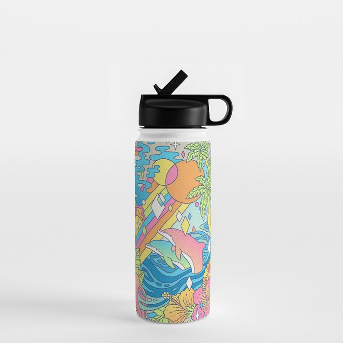 Paradise Visions | Tropical Neon Ocean Escape Water Bottle Gallery Image 1