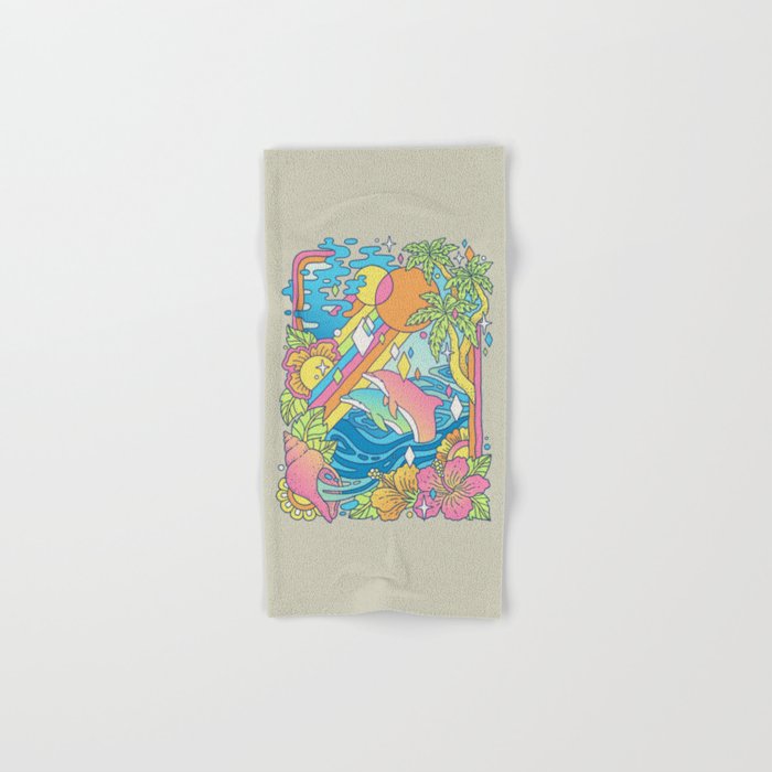 Paradise Visions | Tropical Neon Ocean Escape Bath Towel Gallery Image 1