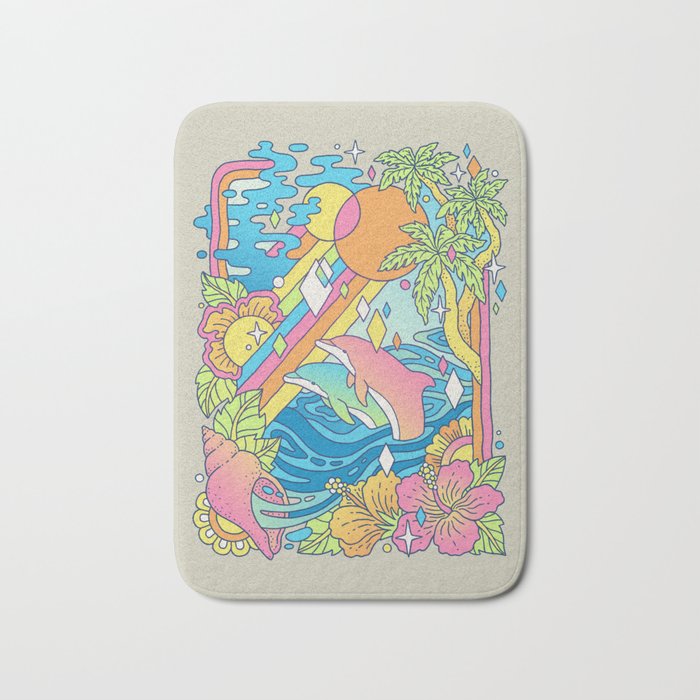Paradise Visions | Tropical Neon Ocean Escape Bath Mat Gallery Image 1