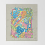 Paradise Visions | Tropical Neon Ocean Escape Throw Blanket Gallery Image 2