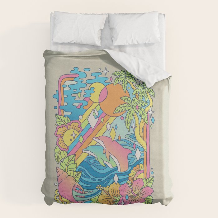 Paradise Visions | Tropical Neon Ocean Escape Duvet Cover Gallery Image 1
