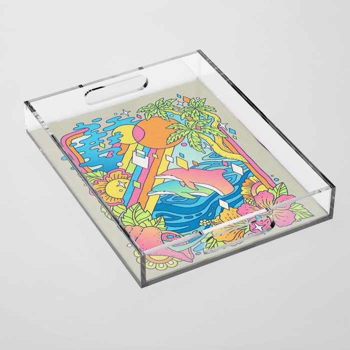 Paradise Visions | Tropical Neon Ocean Escape Acrylic Tray Gallery Image 1
