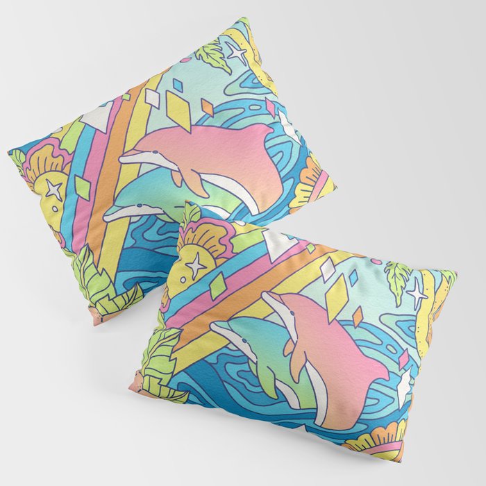 Paradise Visions | Tropical Neon Ocean Escape Pillow Sham Gallery Image 3