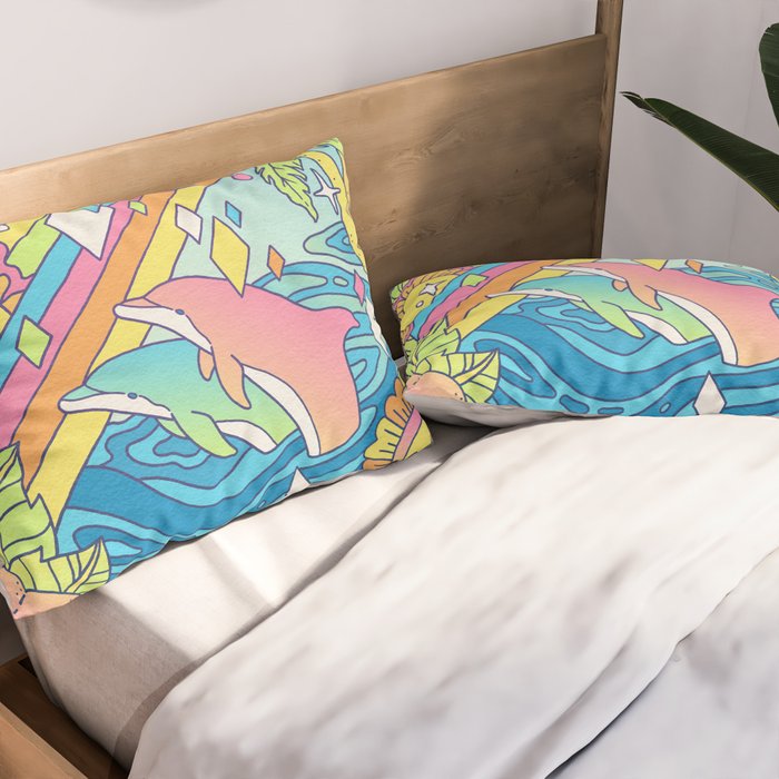 Paradise Visions | Tropical Neon Ocean Escape Pillow Sham Gallery Image 2