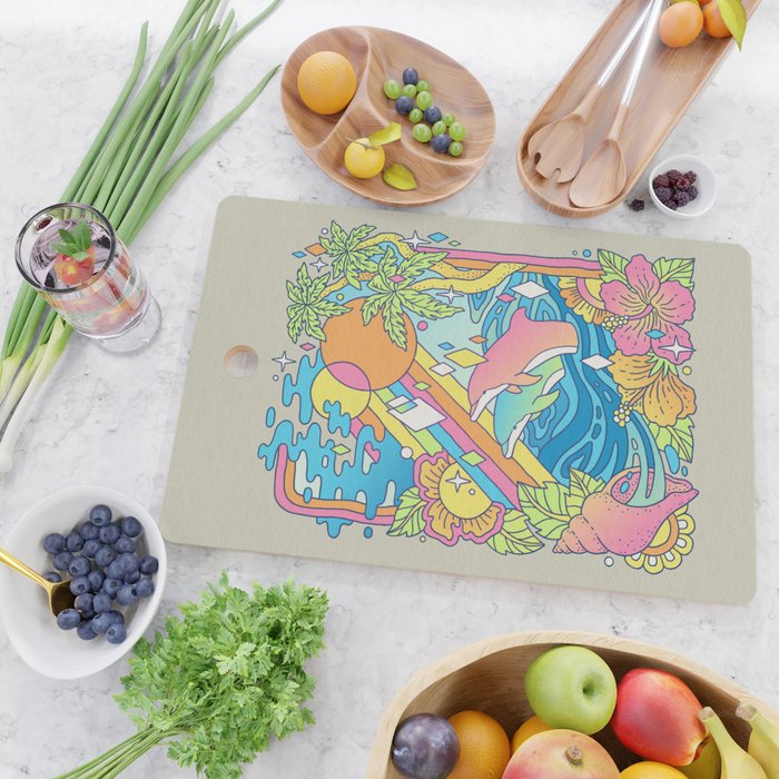 Paradise Visions | Tropical Neon Ocean Escape Cutting Board Gallery Image 2