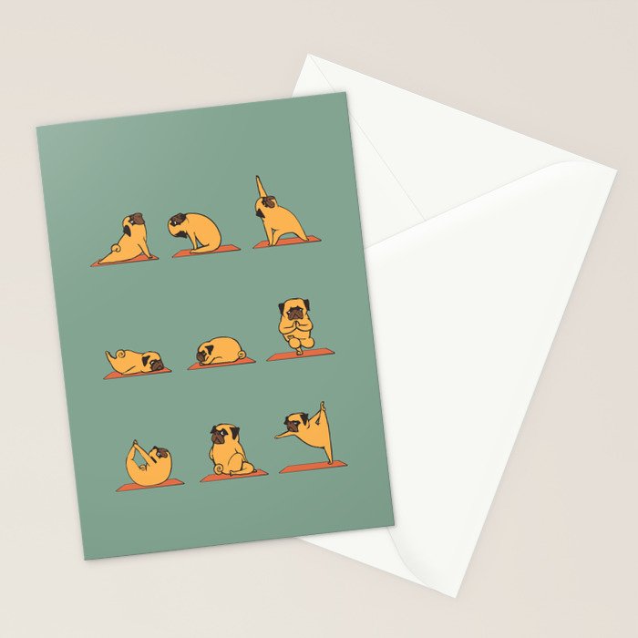 Pug Yoga Stationery Card Gallery Image 2