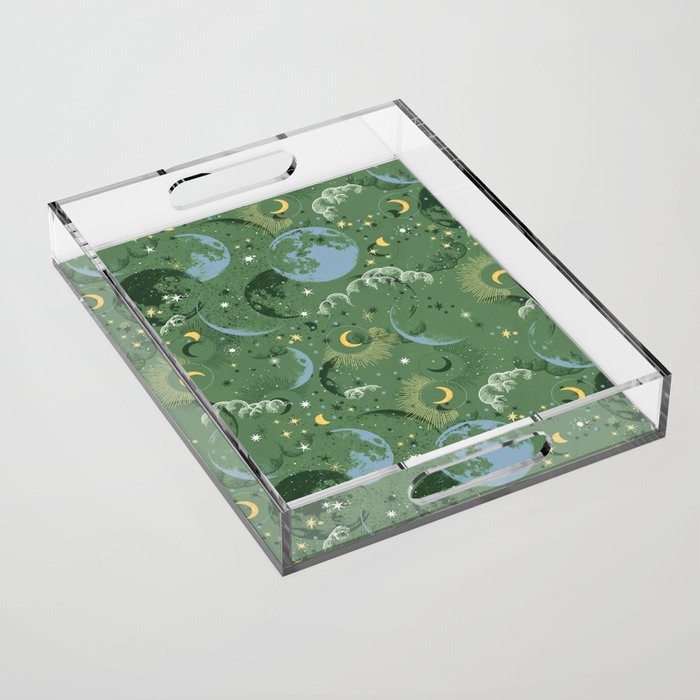 Greenish starry lunar sky Acrylic Tray Gallery Image 1