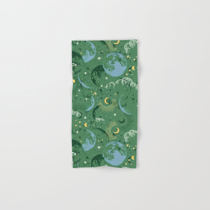 Greenish starry lunar sky Bath Towel Gallery Image 1
