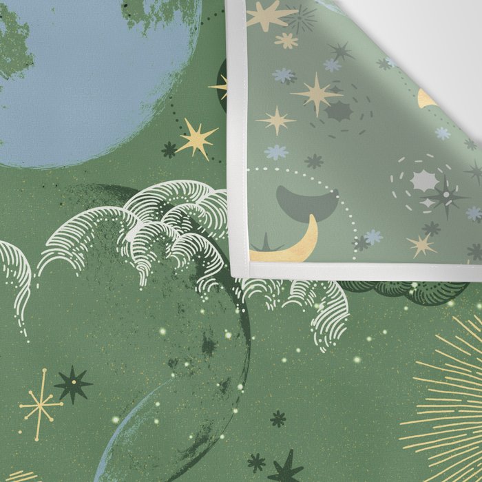 Greenish starry lunar sky Wall Tapestry Gallery Image 3